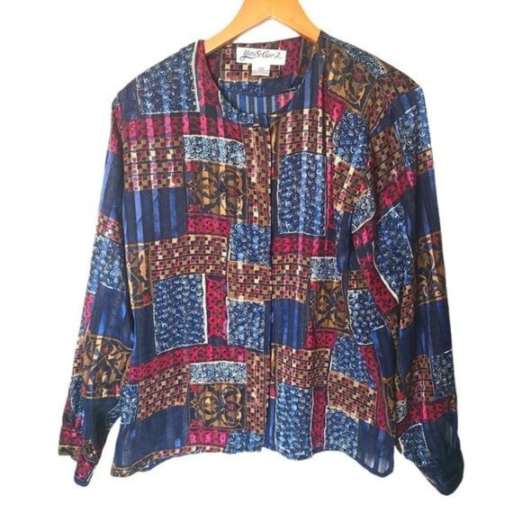 Yves St. Clair Tops - Yves St. Clair 2 Vintage Blouse 18W Striped Button